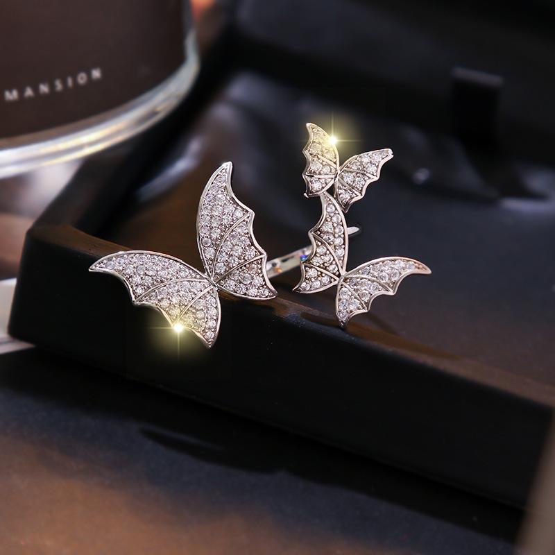 Wedding Rings Utimtree Luxury Crystal For Women Open Adjustable Shine Three Butterflies Weddings Party Anillos Bague Jewelry-image-711432829