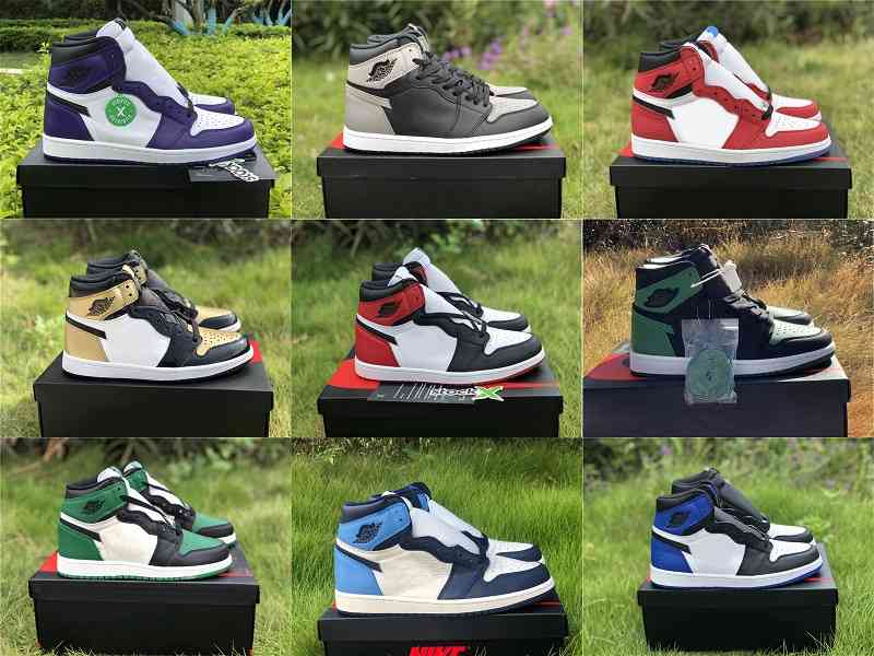 

2021 Newest Authentic 1 High OG Chicago Gold Red Black Toe Homage to Home Pine Green Fragment Men Athletic Shoes Sneakers With Box, 13