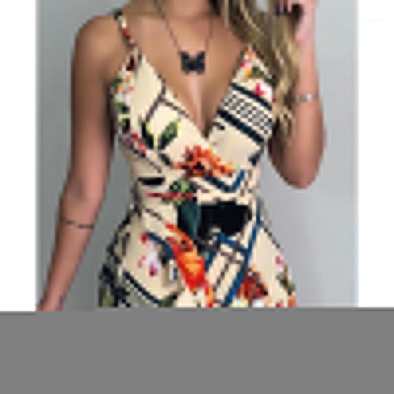 

Women's Jumpsuits & Rompers Spaghetti Strap Floral Print Romper V Neck Sleeveless Jumpsuit Shorts High Waist Bodysuit Sexy For Women 2021 Ve, Black;white