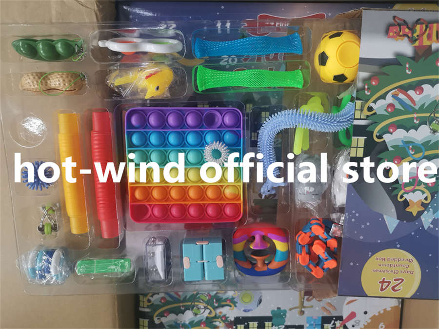 

NEW!!! 24pcs/Set Christmas Fidget Toys Advent Calender Blind Box Gifts Dimple Decompression Toy Soft Squeeze Novelty Party Cartoon Favor DHL Fast Shipping