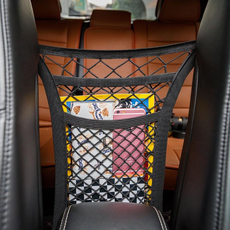 

Car Organizer Seat Mesh Storage Cargo Net Pockets Luggage Hook Purse Holder Trunk