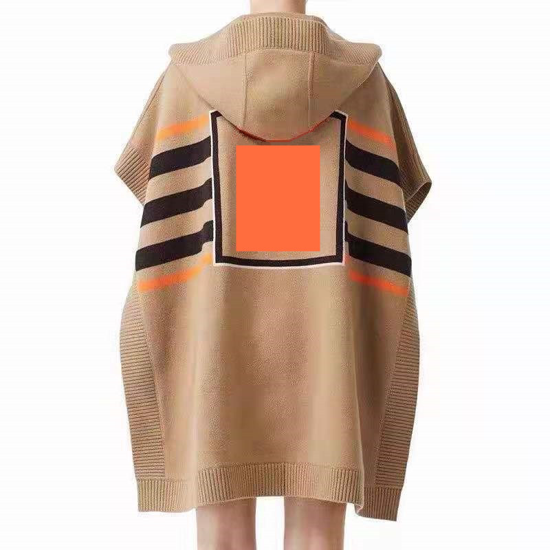 

women' knitted hooded cape shawl autumn and winter fashion high quality classic loose sweater brand luxury designer clothing, Army green