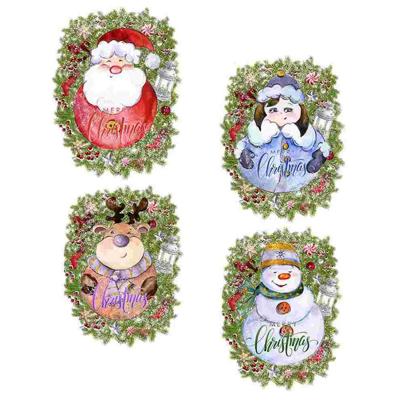 

Gift Wrap 4pcs Snowman Pattern Decals Xmas Window Decorative Stickers (Assorted Color)