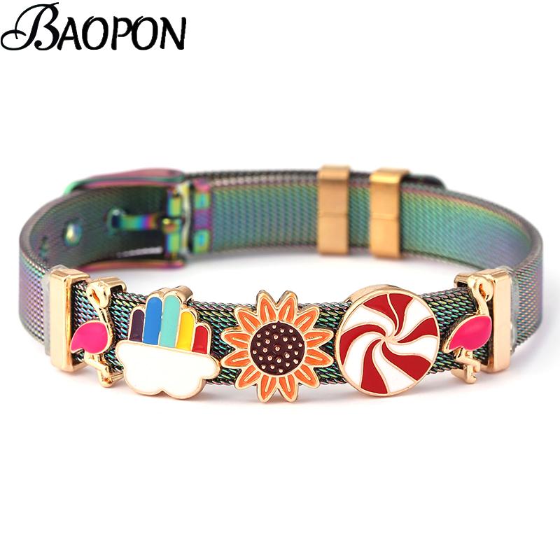 

Link, Chain Candy Sunflower Charm Slide Beads Fit 10mm Mesh Bracelets For Women Men Brand Exquisite Travel Jewelry Gift, Black
