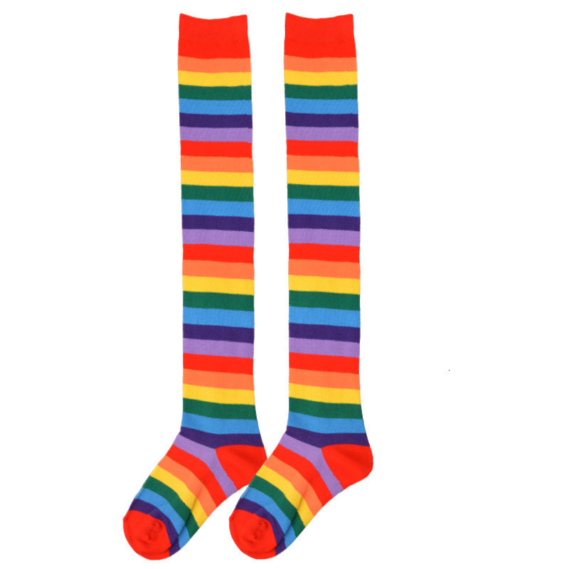 

Long Halloween Knees High Fashion Rainbow Happy Women Funny Socks, Black;white