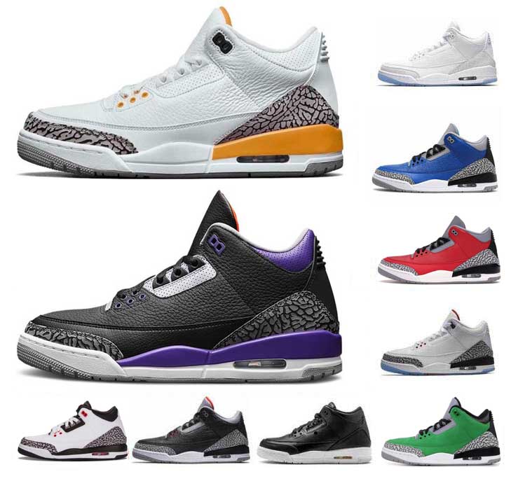 

2021 New 3 Jumpman Men 3s Basketball Shoes Laser Orange UNC Red Cement Court Purple SEOUL Cool Grey Midnight Navy Mens Trainers Sneakers