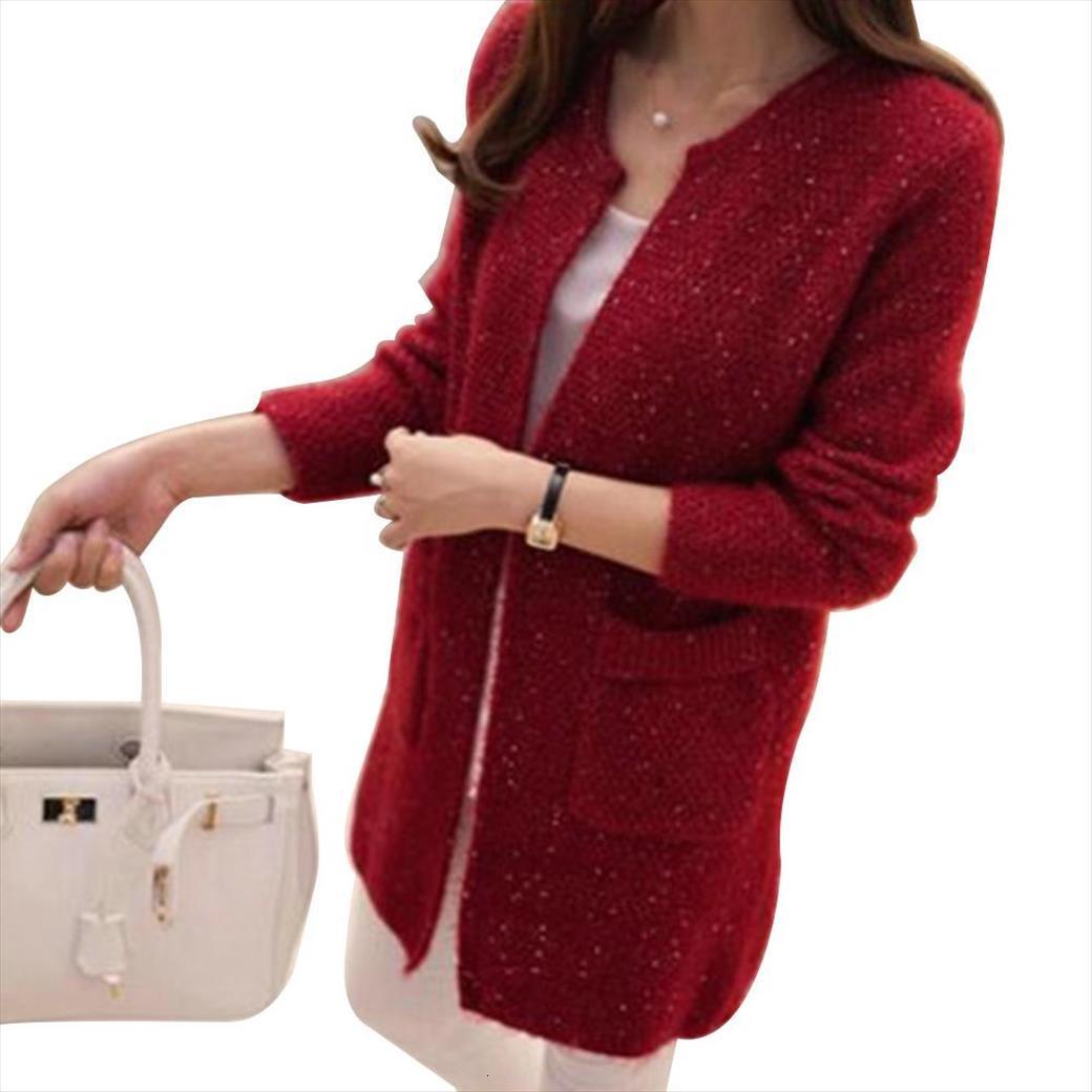 

Winter Womens Solid Color Casual Women Sweater Warm Fashion Pockets Knitted Tunic Cardigan, Beige