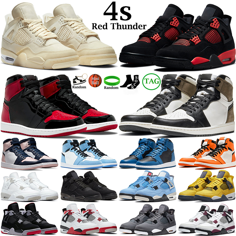 

Top quality Jumpman 4 4s Basketball Shoes Jump 1 1s Mens University Blue Cream Sail Lightnings Red Thunder White Oreo Bred Taupe Haze Black Cement Cat Trainers Jorden, 999