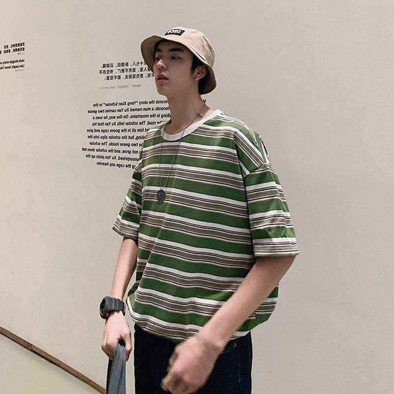 

2021 New Marinheiro Japons Meia Manga T-shirt Listrada Camisa Vero Homens Streetwear Casual Harajuku Japo t Camisas D39u