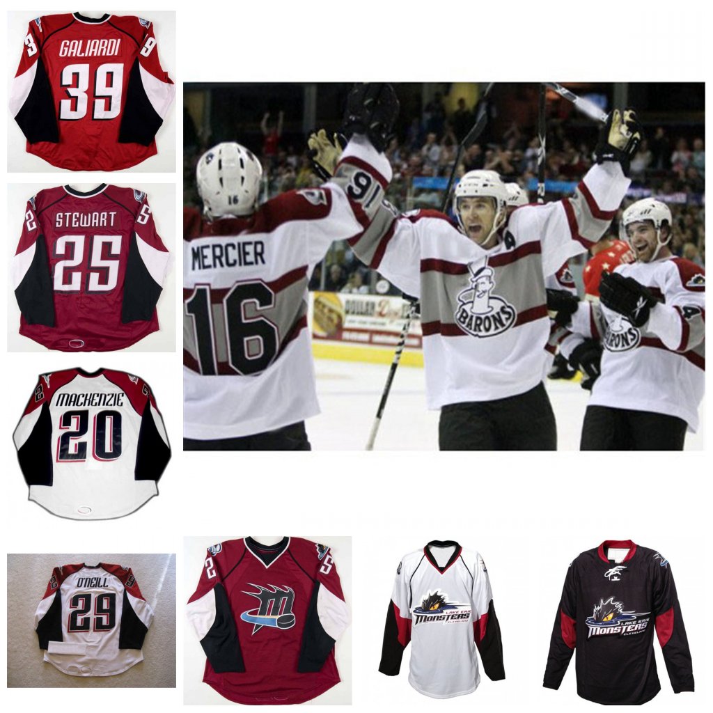 

Wes ONeill Jersey Vintage Men' Cleveland Lake Erie Monsters 25 Stewart 20 Mackenzie 39 Galiardi Hockey Jerseys Custom Any name and number