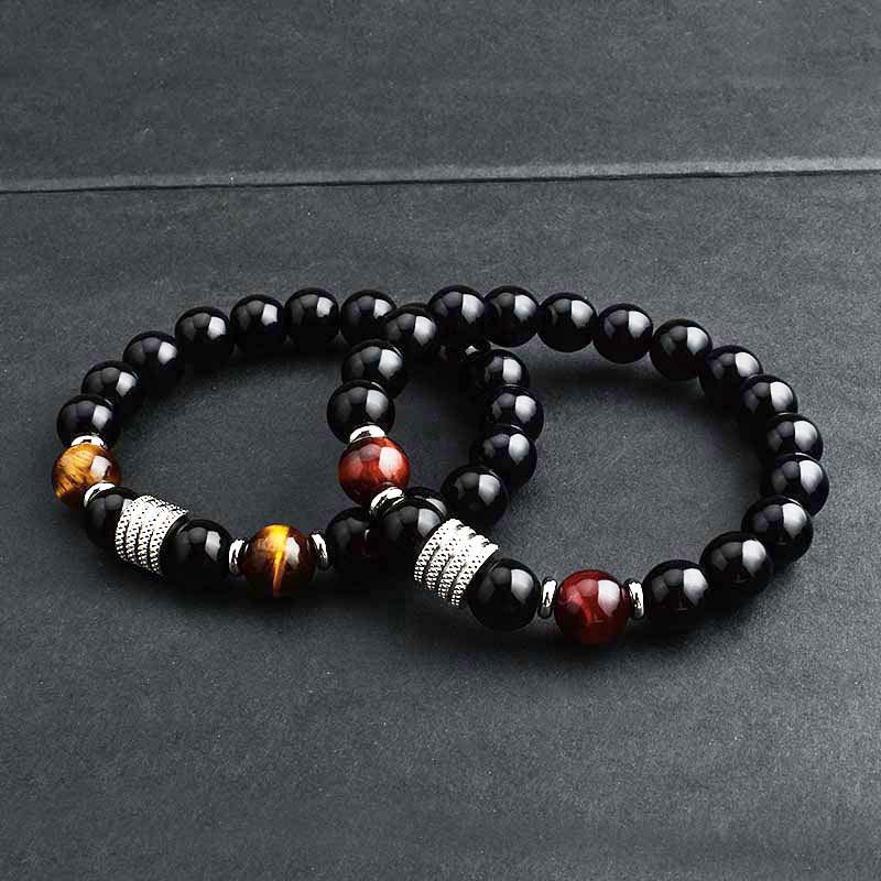 

Beaded, Strands Wholesale Men Stone Beads Bracelet Handmade Elastic Stainless Steel Charm Jewelry Gift Drop