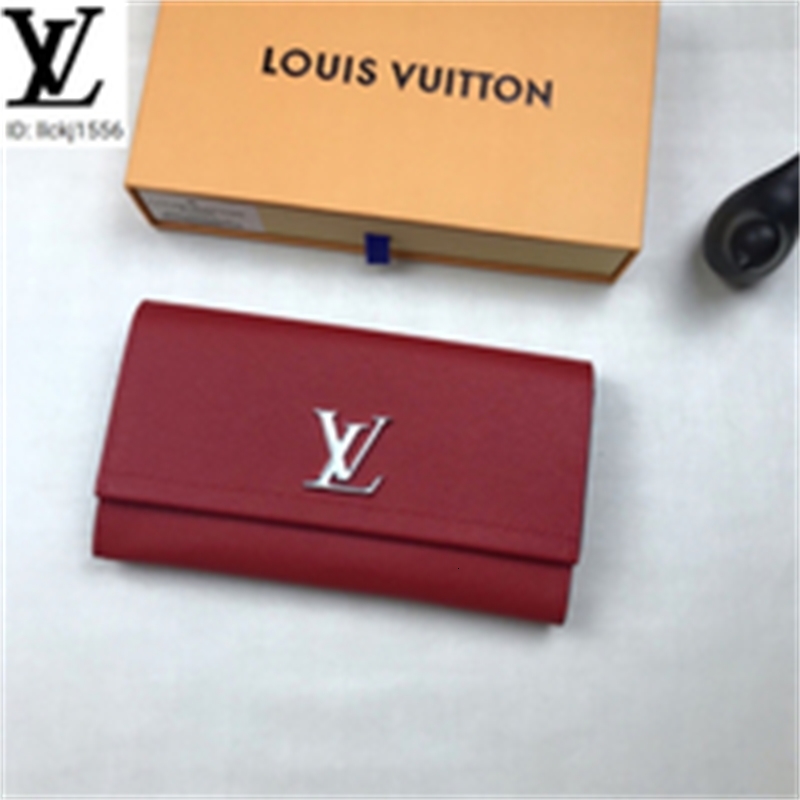 Designer Luxury Ia1o M62328 Red Stitching Flip Wallet Men Real Leather Long Chain Wallets Compact Purse Clutches Evening Key Brand Card Hold