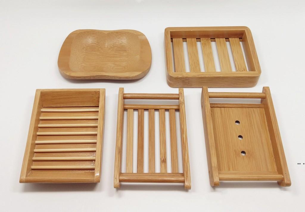 

5 Styles Natural Bamboo Soap Holder Creative Environmental Protection Natural Bamboo Soap Dish Drying Soap Holder DHC6324