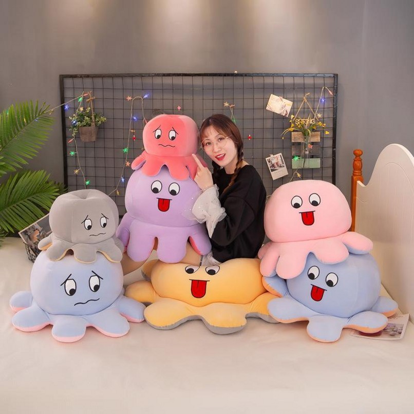 

30cm 40cm Big Size Reversible Flip Octopus Stuffed Soft Double-sided Expression Plush Toy Baby Kids Gift Doll Wedding Festival Party DHL