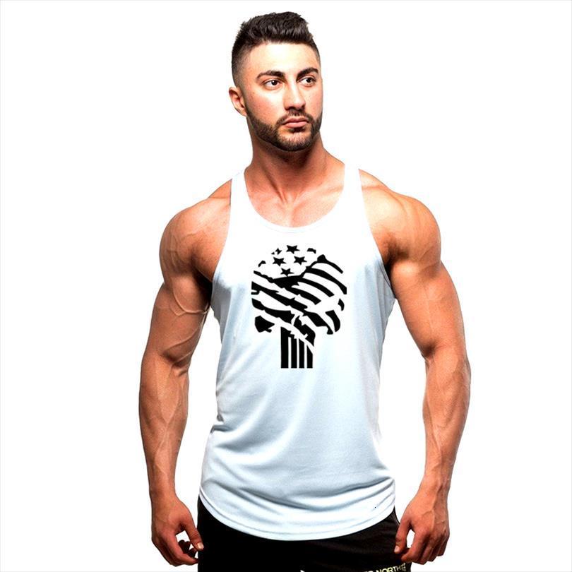 

gym brand workout casual sportswear stringer clothing bodybuilding singlets fitness vest mens tank muscle sleeveless shirt, White;black