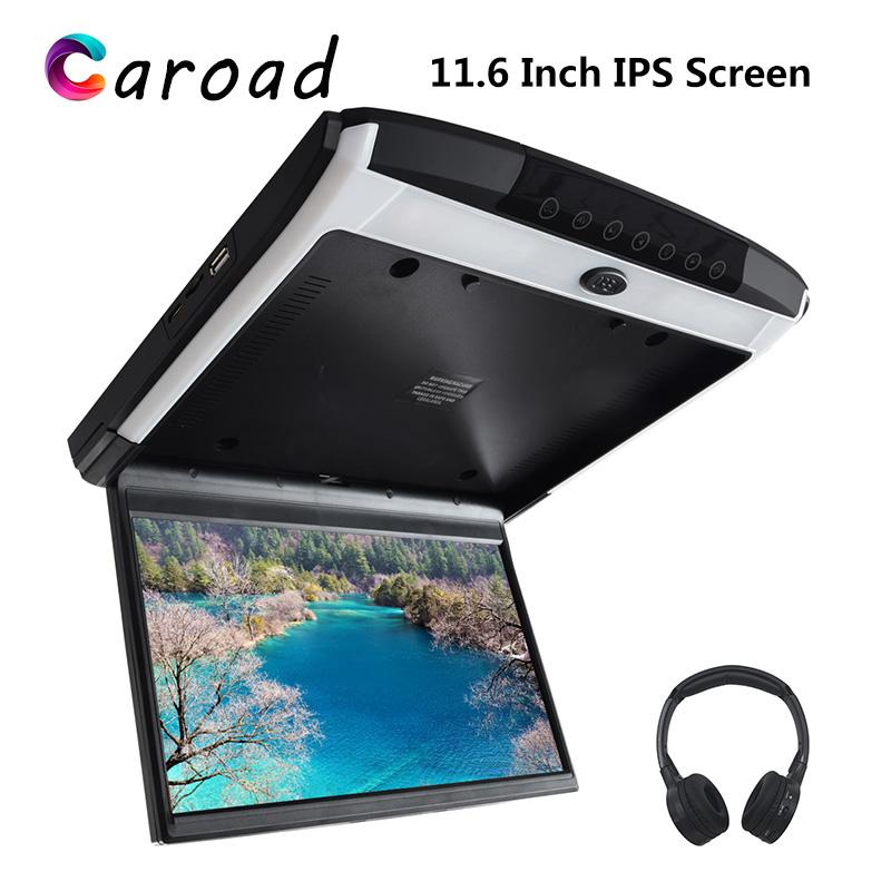 Car Video Caroad 11.6 Inch IPS Screen 1080P HD Roof Flip Down Mount Touch Button Monitor Support USB SD HDMI Sperker IR FM-image-706756246
