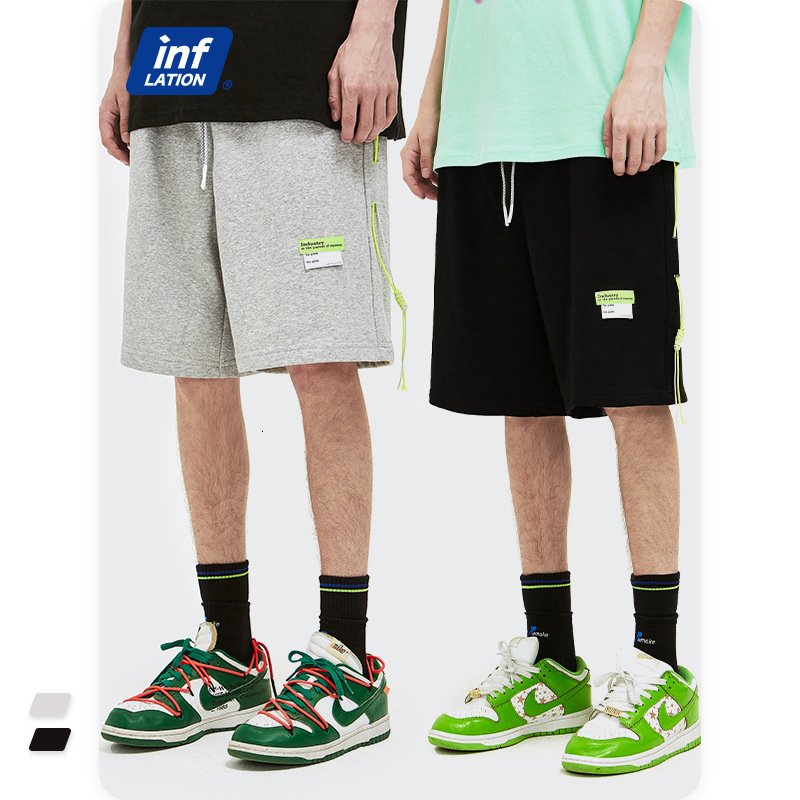 

shorts inf men's wear - spring / summer 2021 fashion brand fluorescent contrast color collage loose guard pants rubber band waist, White;black