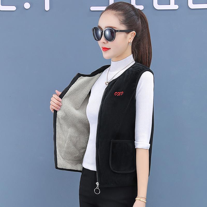 

Women's Vests Lady Plush Casual Fashion Bottomed Warm Vest 2021 Autumn And Winter Short Waistcoat Comfortable Thin Coat Wear, Black;white