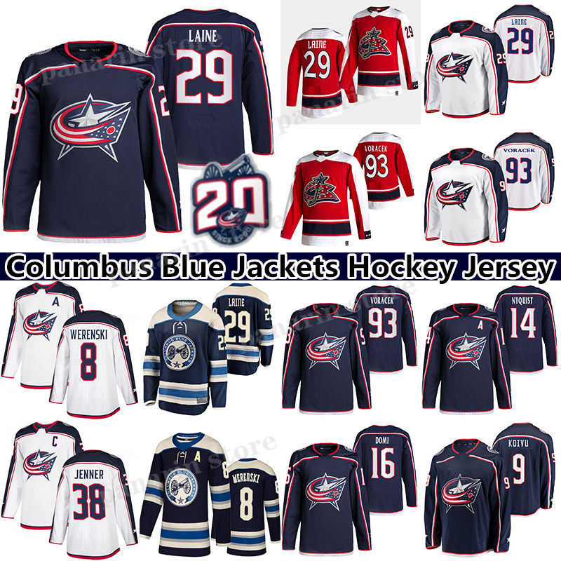 

Columbus Blue Jackets Jersey 29 PATRIK LAINE 93 JAKUB VORACEK 8 ZACH WERENSKI 38 Boone Jenner 16 Max Domi hockey jerseys, Red