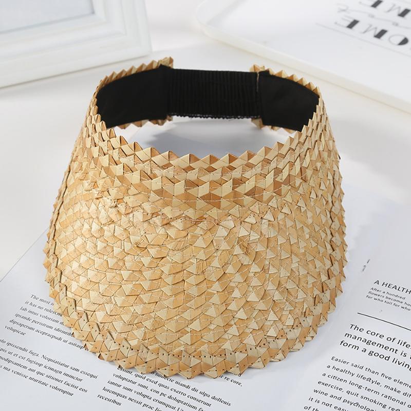 

Berets Women Without Top Visor Caps Summer Natural Straw Hats Fashion UV Hat Adjustable Elastic Head Circumference Beach Peaked Cap, F0198-1