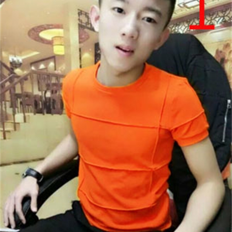 

2021 New Short-sleeved Men's Straight Summer Overalls Solid Color Lapel T-shirt Diy Printing Ki43