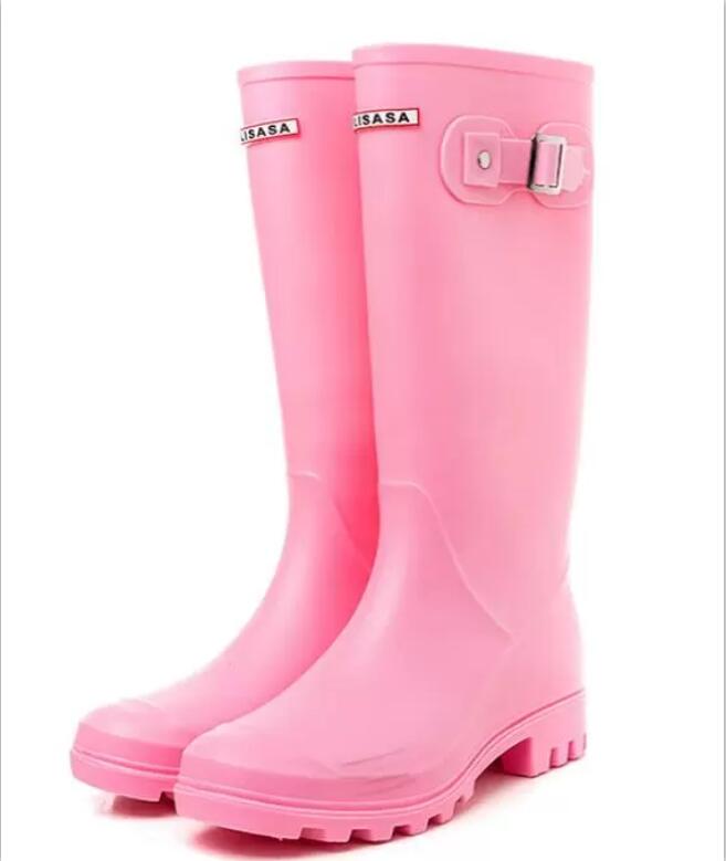 

Classic NEW Women Matte RAINBOOTS fashion Knee-high tall rain boots waterproof welly Rubber rainboots water shoes height 38CM 01203, 09