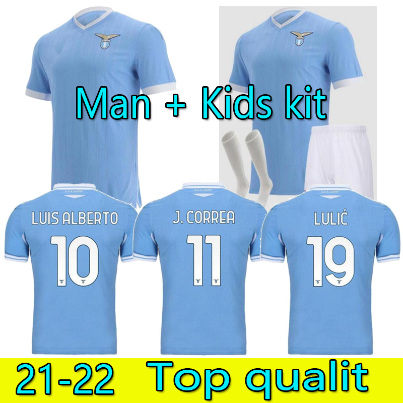 

Top qualit men+kids kit socks 21 22 Lazio home soccer jerseys maglie BLUE 2021 2022 LUIS ALBERTO LUCAS J.CORREA IMMOBILE SERGEJ BADELJ footb, Black;yellow