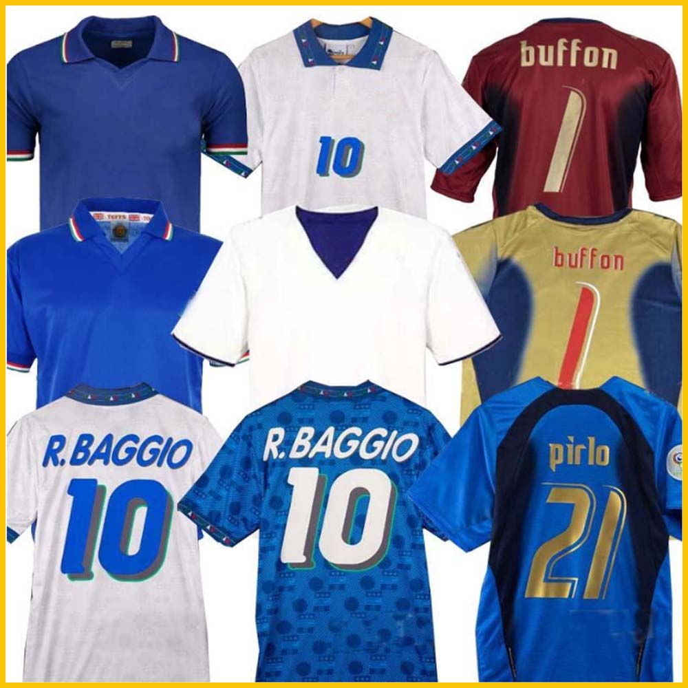 

1998 1982 Retro 1990 1996 FOOTBALL SOCCER JERSEY Maldini Baggio ROSSI Schillaci Totti Del Piero 2006 Pirlo Inzaghi buffon Italy Cannavaro