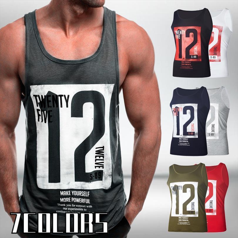 

fashion letter printed men sleeveless tank for mens bodybuilding clothing undershirt fitness sports, White;black