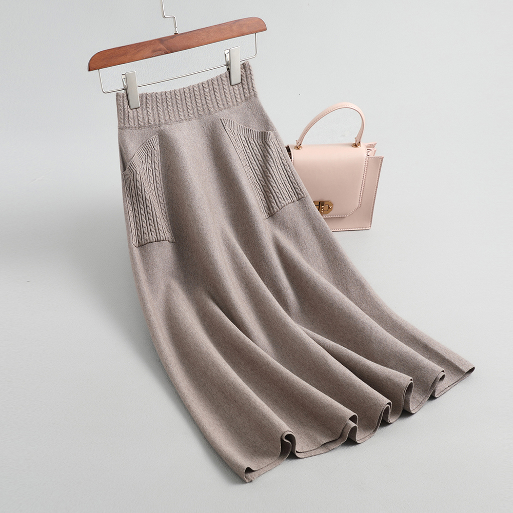 

2021 High Waist Women's Knitting Winter Line Girl's Fashion Autumn Wool Broken Femme Jupe Skirt Vuk4, Color 4