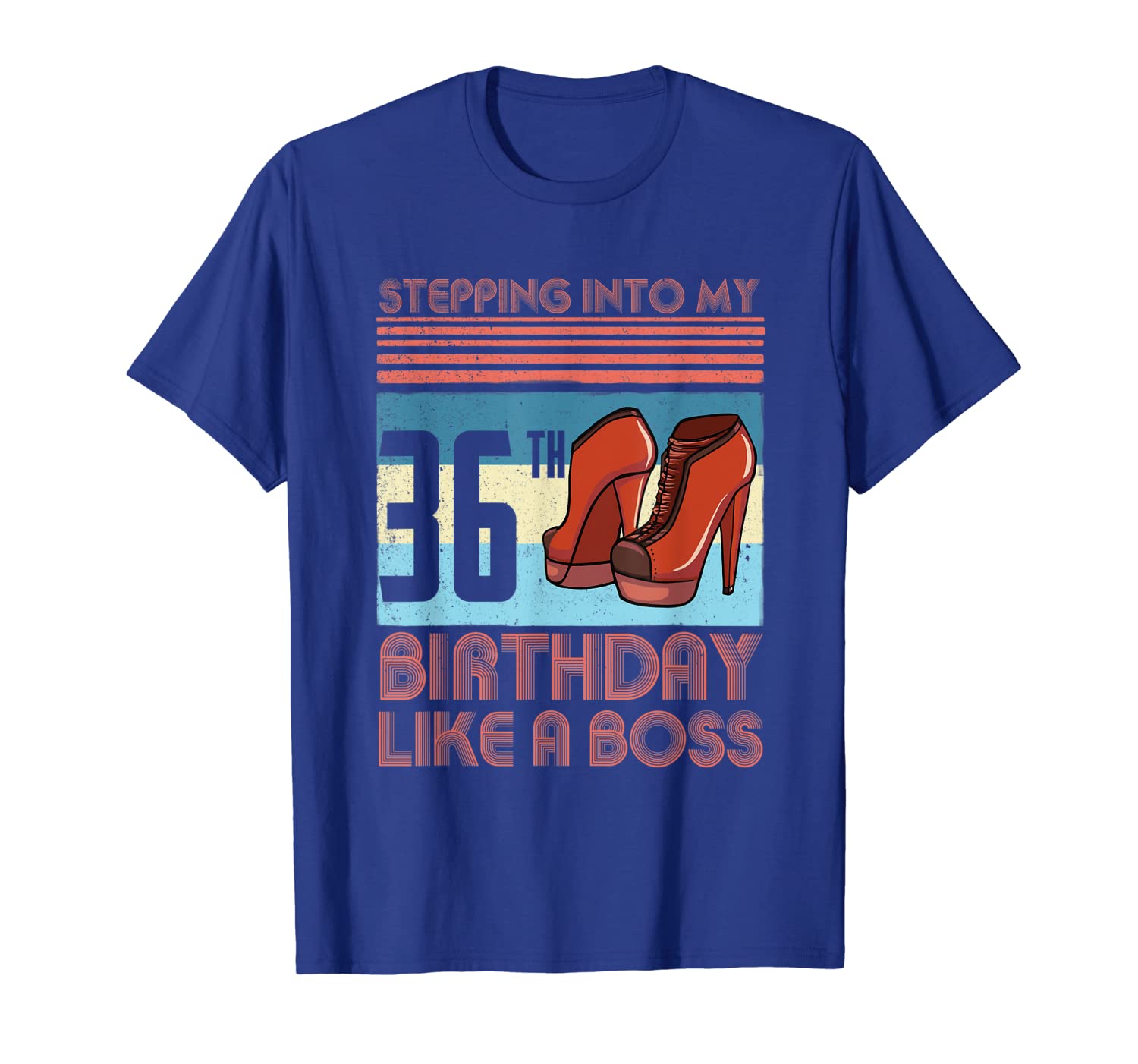 

Stepping into my 36th Birthday in 1983 Tshirt Womens Gifts, White;black