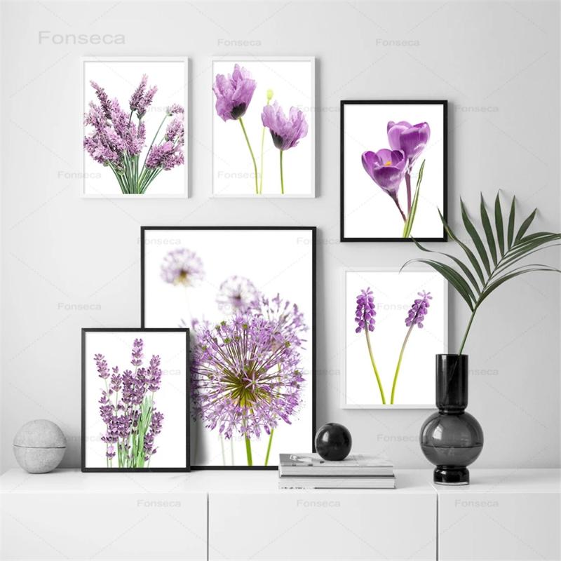 

Paintings Lavender Poppies Autumn Allium Flower Leaf Plant Wall Art Print Canvas Painting Nordic Poster Picture For Living Room Decor