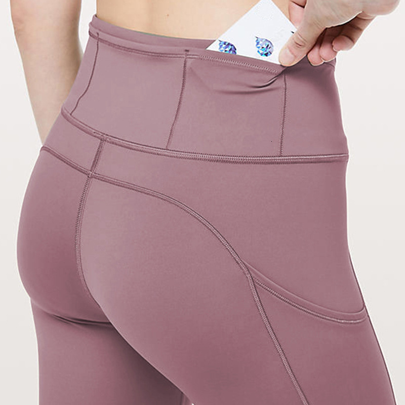 

tracksuits luxury women's wearlulu's same nude yoga running pants, hip lifting high waist fast and tights, Gray
