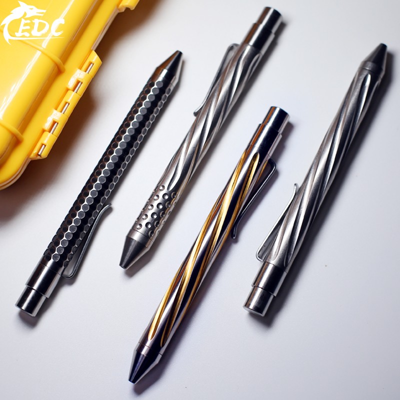 

EDC Titanium alloy Automatic Ballpoint Write mechanical Signing Tactical Pen Self-Defensive Pens Outdoor Multi Broken window Tools ATP69