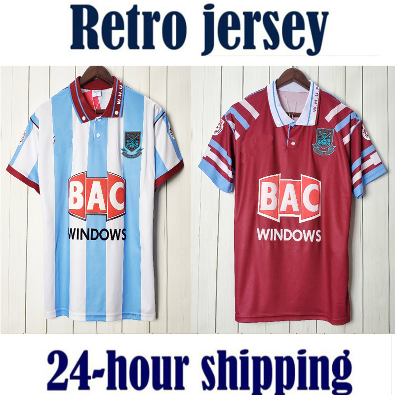 

91 92 West United Retro Ham 1991 1992 jersey soccer jerseys Maillot Foot Football Shirt, 9192 retro away