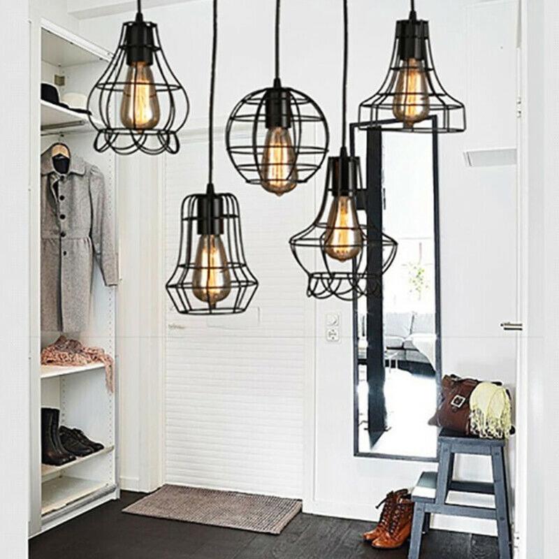 

Lamp Covers & Shades Vintage Industrial Iron Pendant Hang Shade Light Bulb Cage Lighting Decor