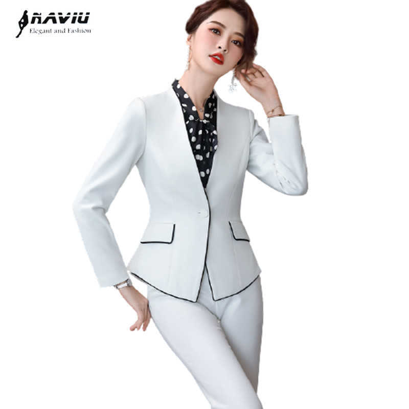 

High-end Professional Temperament Women Fashion Pants Suits Autumn Formal Long Sleeve Blazer Sets Office Ladies Work Wear 210604, Black coat and skirt