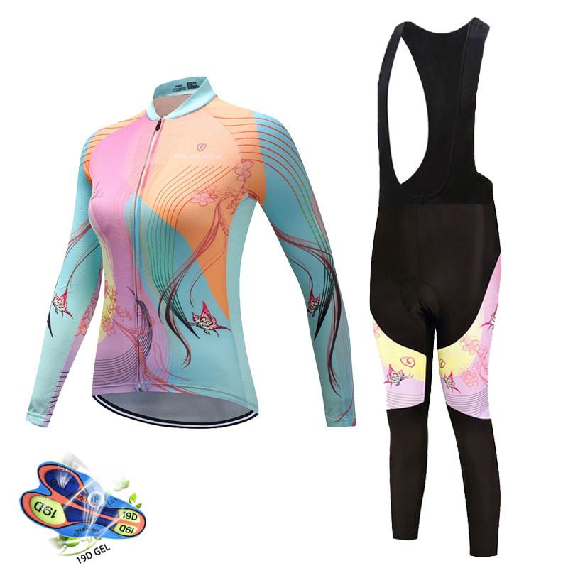 

Racing Sets 2022 Women's Spring Cycling Jersey Bicycle Sports Clothing Kit Long Sleeve Triathlon MTB Uniform Maillot Conjunto Ropa Ciclismo, Black;blue