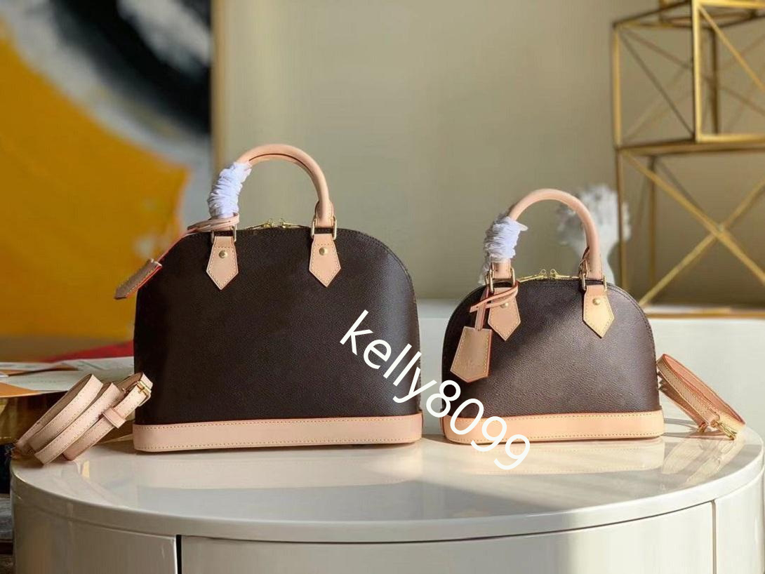 

Women Genuine leather Bags Lady Handbags Shell Bag Messenger Bags ALMA BB Handbags Designer Shoulder Bag Tote Purse with lock and key, Flowers