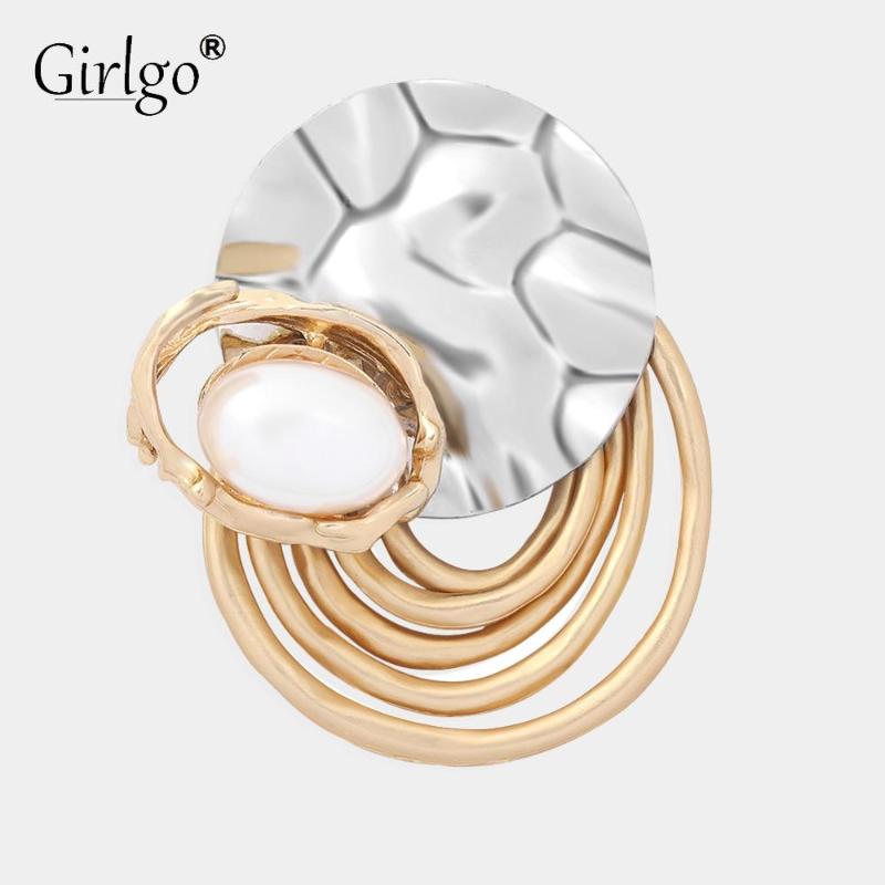 

Pins, Brooches Girlgo Large Gold Silver Colour Round Metal For Women Charm Luxury Romantic Wedding Jewelry 2021 Fashion Maxi Pectoral
