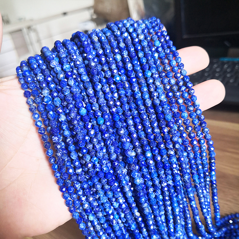 

Natural lapis faceted beads 3mm/Loose reflective for jewelry necklace bracelet fors making