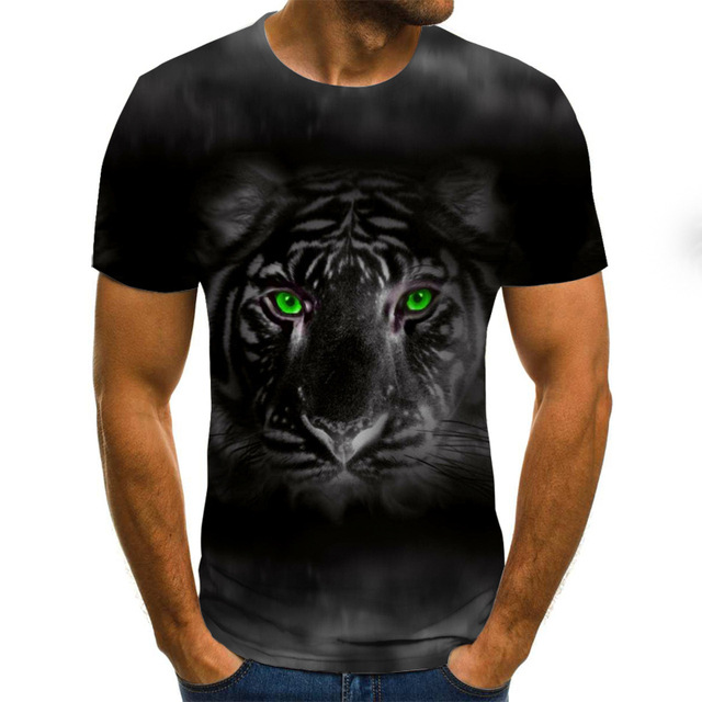 Tiger pattern Men 3D Print T-shirt Graphic Optical Illusion Short Sleeve Party Tops Streetwear Punk & Gothic Round Neck Summer-image-710699479
