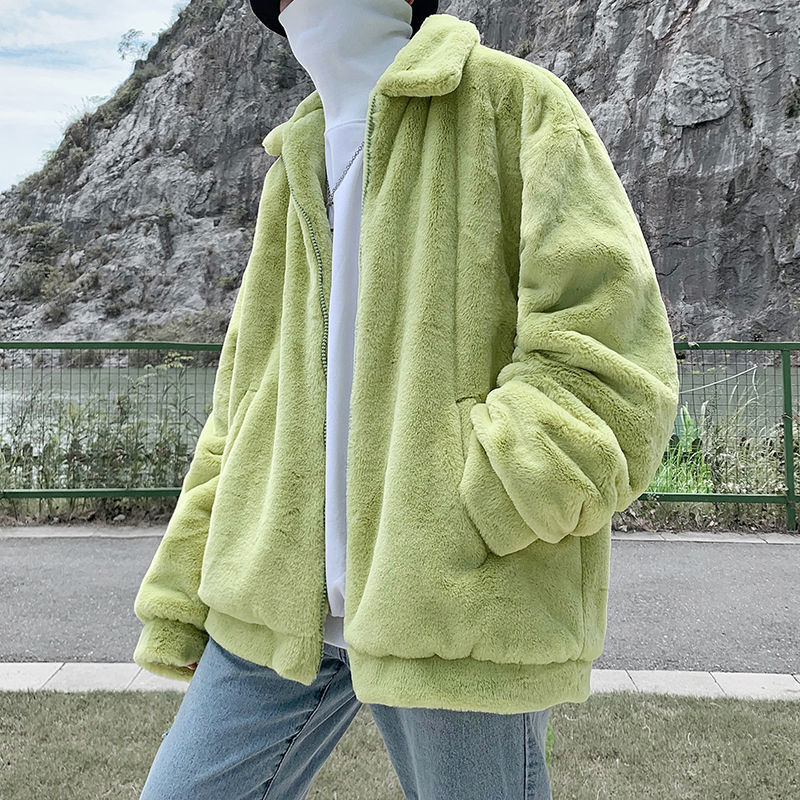 

2021 New Winter Men's Warm Fashion Casual Short Coat Men Parka Streetwear Loose Korean Thick Plus Veet Jacket Mens Clothes M-3xl Grm9, Yellow-green