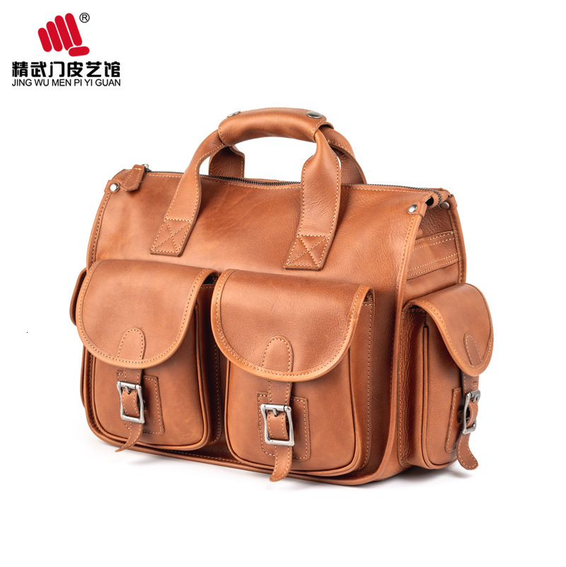 Briefcase Jingwumen Leather Head Men's Handbag Messenger Bag Business Leisure-image-711925858