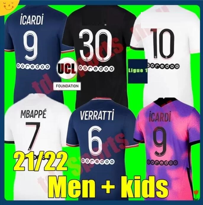 

adult Women Men + Kids Kit soccer jerseys 21 22 ICARDI psgs home away 3rd 2021 2022 SERGIO RAMOS MBAPPE DI MARIA VERRATTI Football Shirt Youth Set Uniforms, 20/21 kids 4th+champion patch