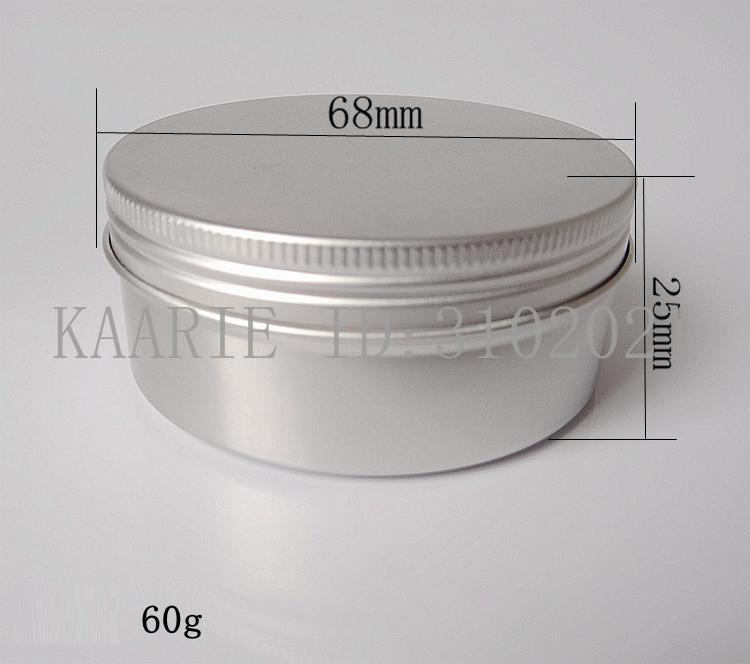 

60g 68*25mm refillable empty round aluminum metal tin bottle with lids , cosmetic cream container box aluminum jar