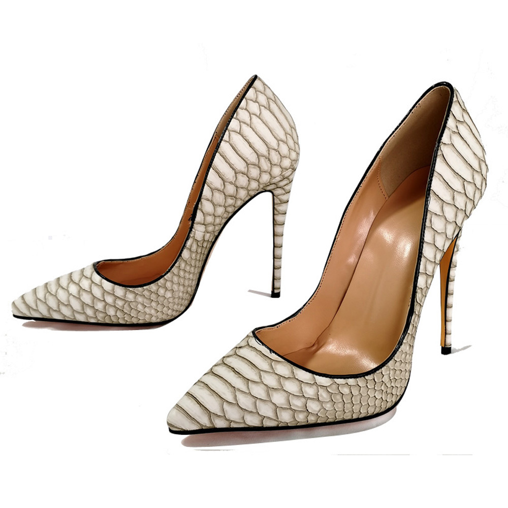 

dress shoes brand woman snake printed women high heels pumps pointed ladies party wedding stilettos rxk5, Black