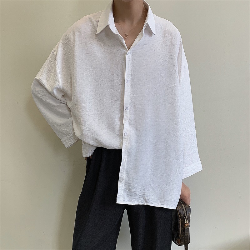 

2021 New Summer Men's Ice Silk Fabric White Shirt Male Sunscreen Clothes French Cuff Mens Brand Fashion Trend Shirts Plus Size M-2xl 5tr4