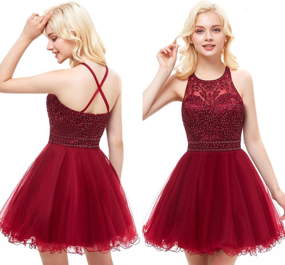 

2021 New Short Prom for Juniors Embroidery Appliques Tulle Homecoming Backless Teens Semi Formal Special Occasion Es Y9xc