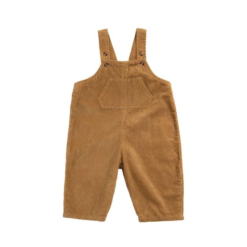 

Jumpsuits Spring Autumn Kids Corduroy Overalls Korean Fashion Solid Boys Girls Pants Casual Warm Children's 2-6Y, Khaki